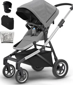 Thule Sleek Stroller + Accessory Set - Grey Melange