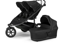 Thule Urban Glide 3 Double Jogging Stroller + Bassinet Bundle - Black