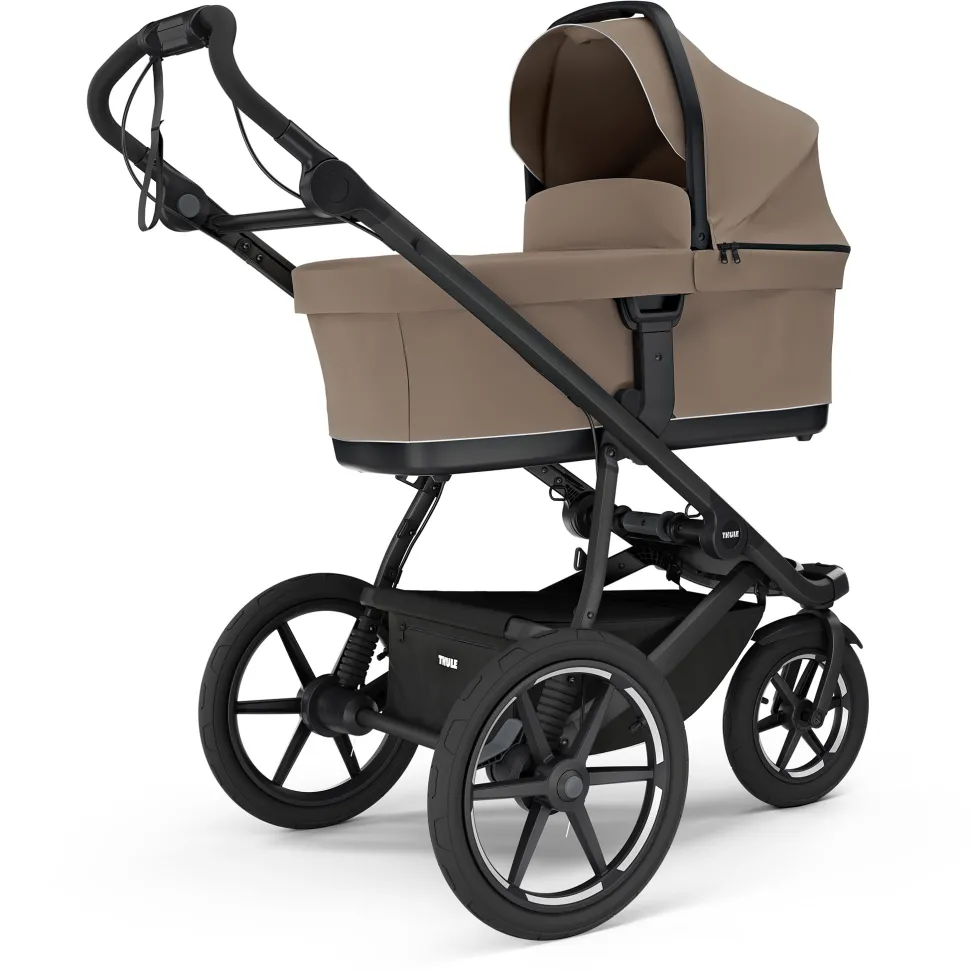 Thule Urban Glide 3 Single Jogging Stroller + Cup Holder + Bassinet Bundle - Tinted Taupe (Brixy Exclusive)