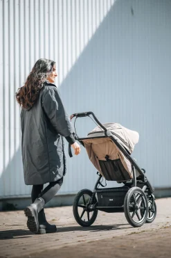 Thule Urban Glide 3 Single Jogging Stroller + Cup Holder + Bassinet Bundle - Tinted Taupe (Brixy Exclusive)