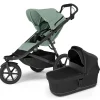 Thule Urban Glide 3 Single Jogging Stroller + Bassinet Bundle - Mist Green / Black