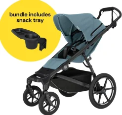 Thule Urban Glide 4-Wheel All-Terrain Stroller + Snack Tray Bundle - Mid-Blue