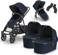 UPPAbaby VISTA V3 Twin Double Stroller with V2+ Rumbleseat + Bassinet Bundle - Noa