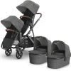 UPPAbaby Vista V3 Twin Stroller with RumbleSeat V3 + Bassinet Bundle - Greyson