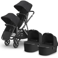 UPPAbaby Vista V3 Twin Stroller with RumbleSeat V3 + Bassinet Bundle - Jake