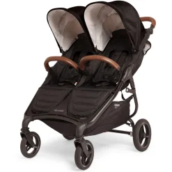 Valco Baby Trend Duo Sport Side by Side Double Stroller - Ash Black / Brown Leatherette
