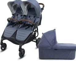 Valco Trend Duo Side by Side Double Stroller + Bassinet Bundle 2025 Denim / Denim