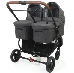 Valco Trend Duo Twin Side by Side Double Stroller + Bassinet 2025 Charcoal / Charcoal