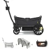 Veer All-Terrain Cruiser (2 Seater) Stroller Wagon + Sidewall Kit + 2 Canopy + Basket Bundle - Savannah White