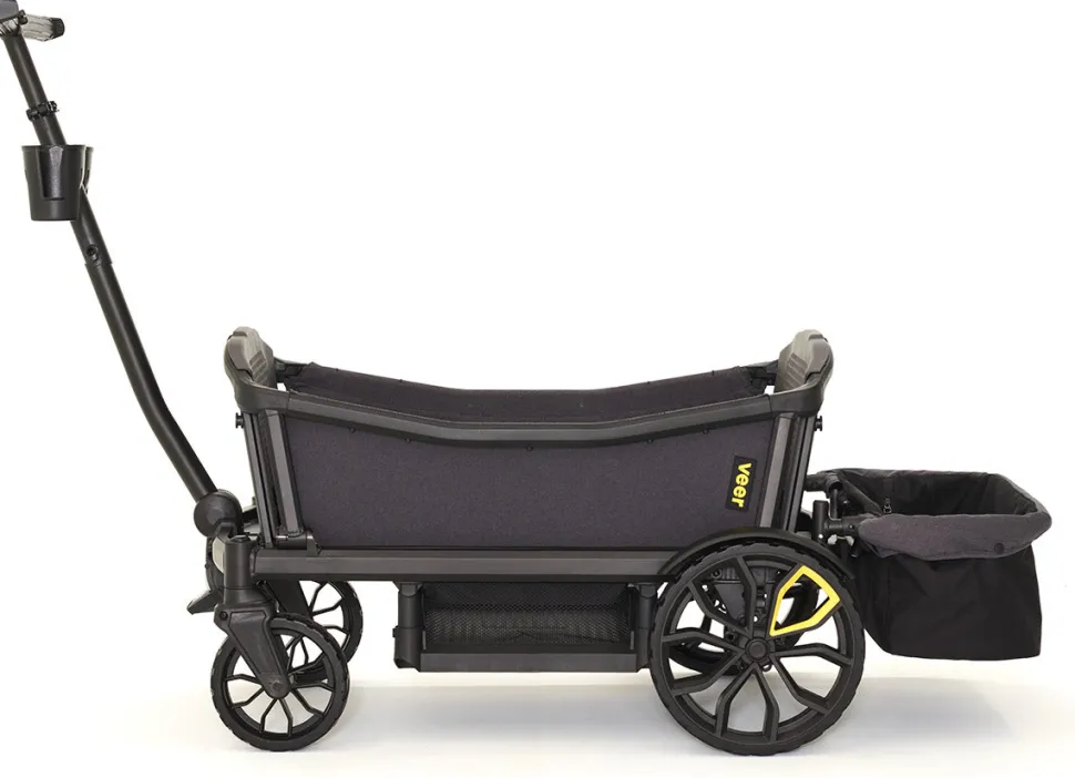 Veer All-Terrain Cruiser XL (4 Seater) Stroller Wagon + Basket Bundle - Grey