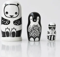 Wee Gallery Nesting Dolls - Black and White Animals