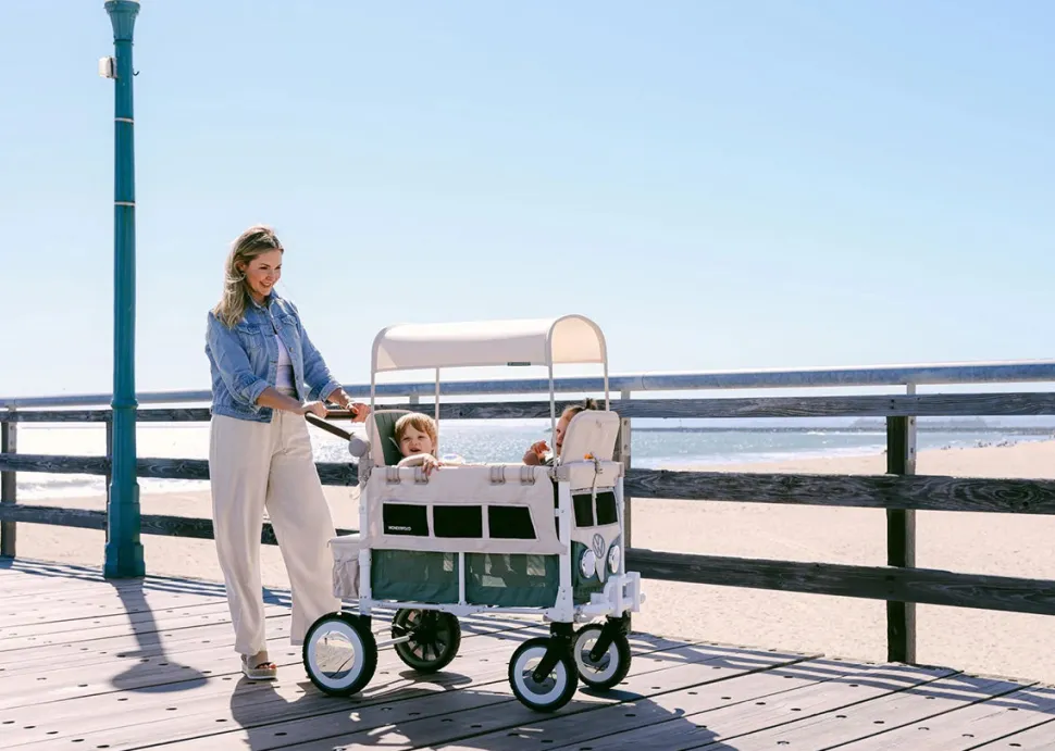 WonderFold VW2 Volkswagon Double (2 Seater) Stroller Wagon - Sage Green