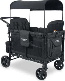 WonderFold W4 Elite Multifunctional Quad (4 Seater) Stroller Wagon - Volcanic Black