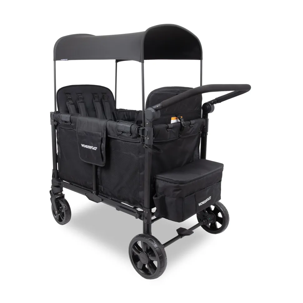 WonderFold W4 Elite Pro (4 Seater) Stroller Wagon - Jet Black