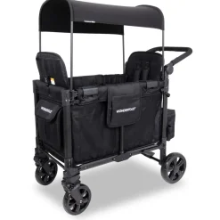 WonderFold W2 Elite Pro (2 Seater) Double Stroller Wagon - Jet Black