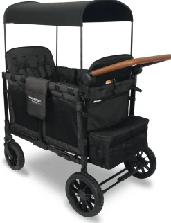 WonderFold W4 Luxe Multifunctional Quad (4 Seater) Stroller Wagon - Volcanic Black