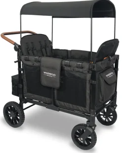 WonderFold W4 Luxe Multifunctional Quad (4 Seater) Stroller Wagon - Volcanic Black