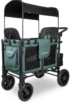 Wonderfold W2 Luxe Multifunctional Double (2 seater) Stroller Wagon - Hunter Green (Albee Exclusive)