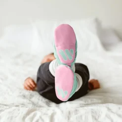 Woolybubs The Newbie Baby Shoe, Size 2 - Green / Pink