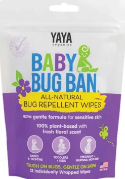 Yaya Organics Baby Bug Ban Repellent Wipes - 12 pack