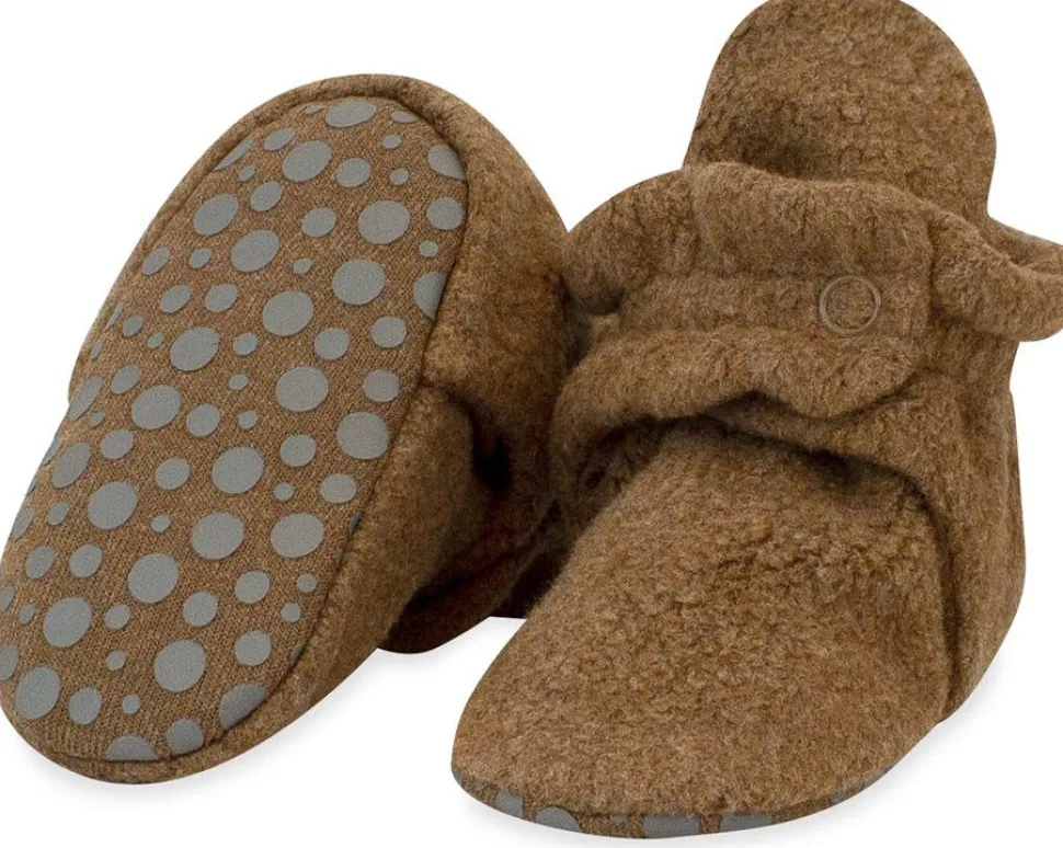 Zutano Cozie Fleece Gripper Baby Bootie - Heather Mocha, 12m