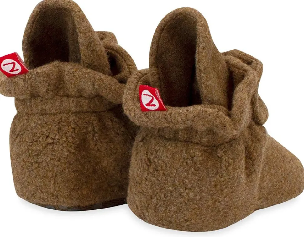 Zutano Cozie Fleece Gripper Baby Bootie - Heather Mocha, 18m