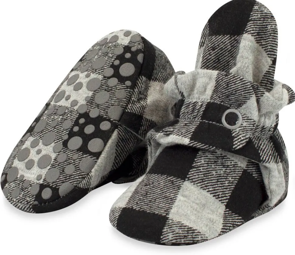 Zutano Organic Cotton Gripper Baby Bootie - Buffalo Check, 6m