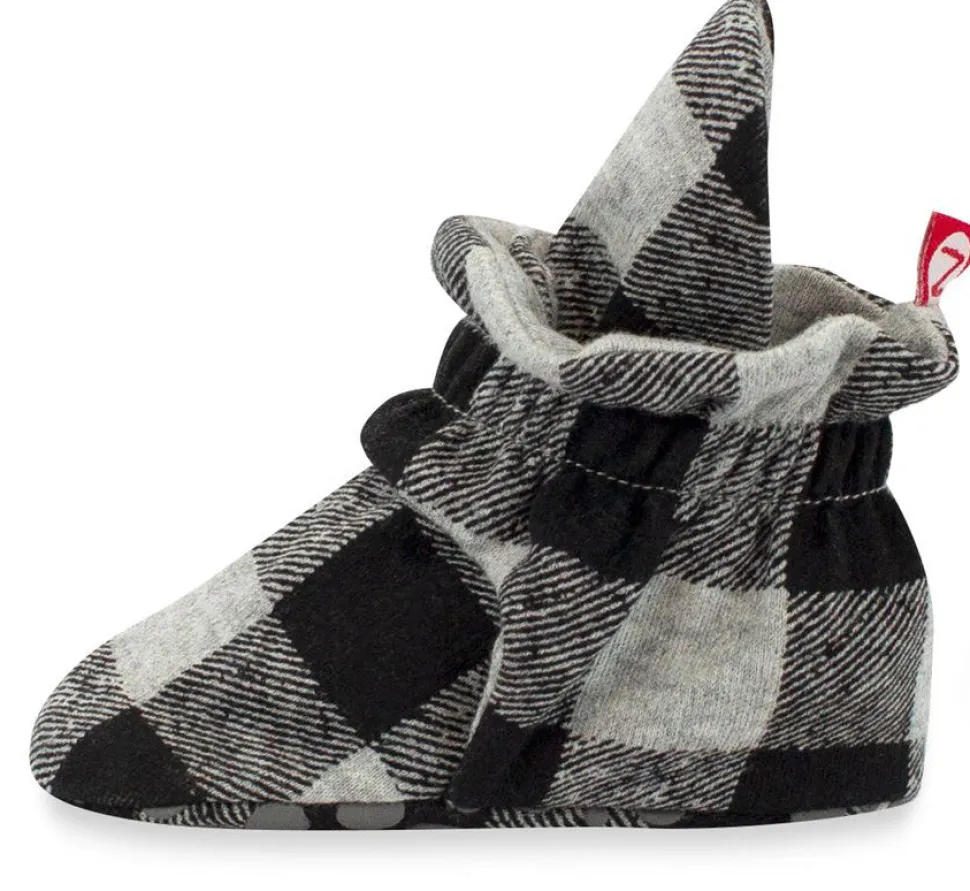 Zutano Organic Cotton Gripper Baby Bootie - Buffalo Check, 6m