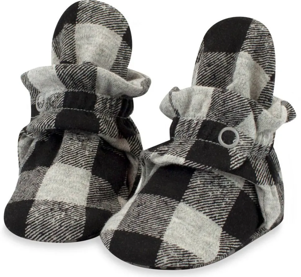 Zutano Organic Cotton Gripper Baby Bootie - Buffalo Check, 6m
