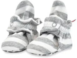 Zutano Organic Cotton Gripper Baby Bootie - Heather Stripe, 12m