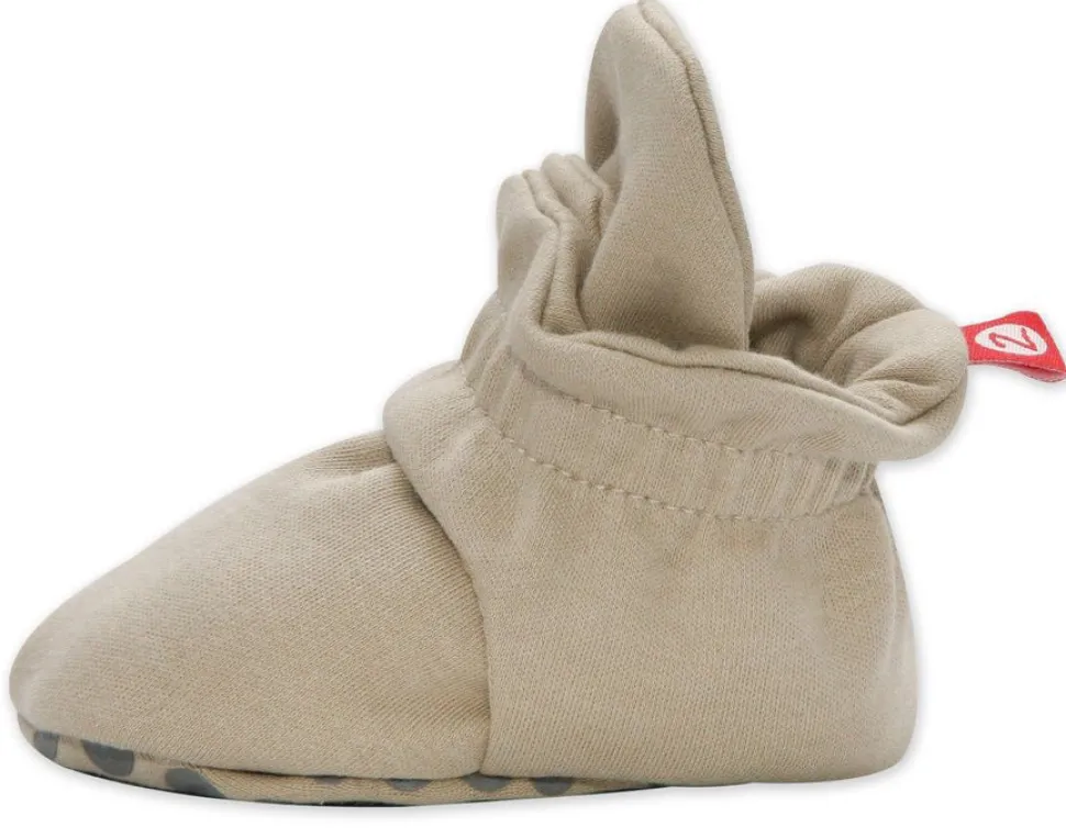 Zutano Organic Cotton Gripper Baby Bootie - Khaki, 12m
