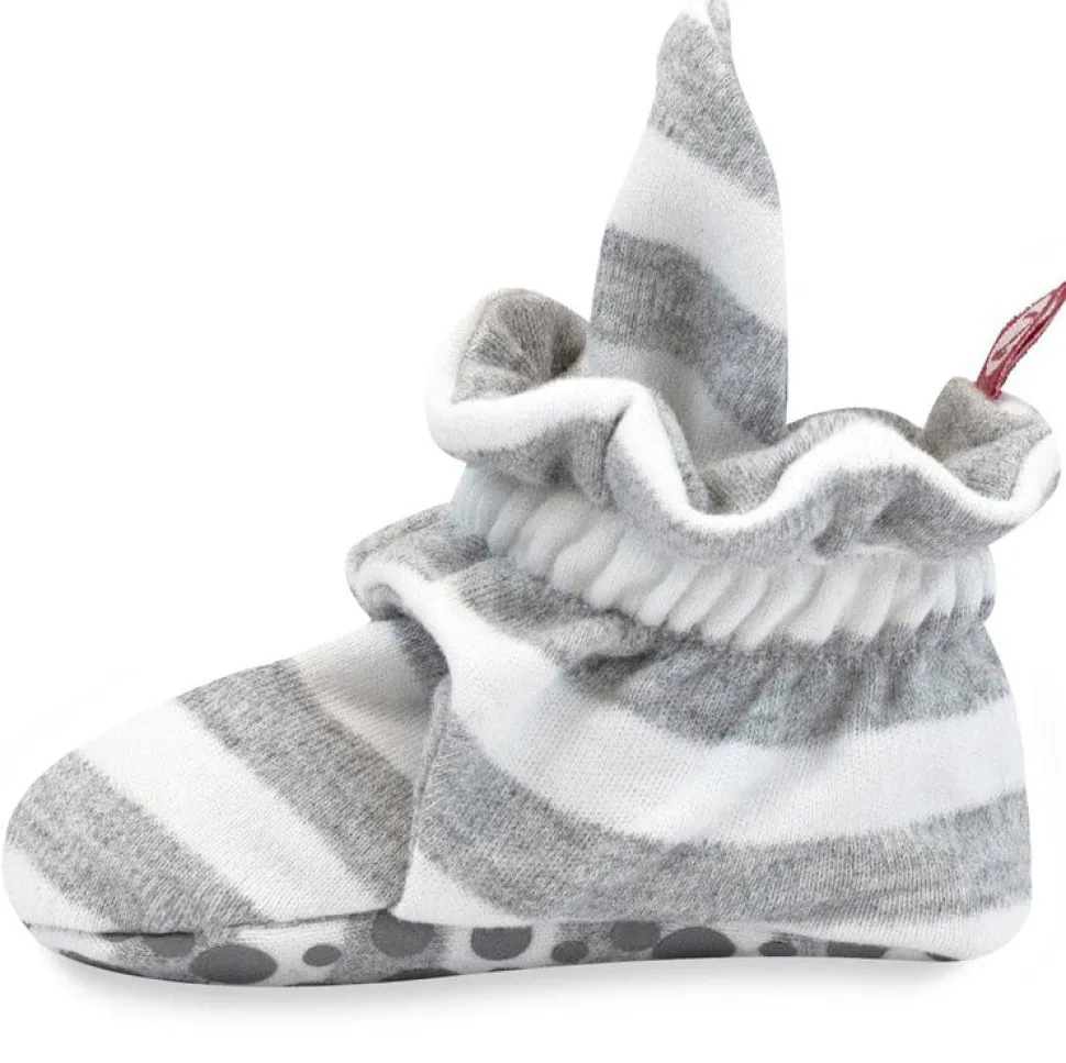 Zutano Organic Cotton Gripper Baby Bootie - Heather Stripe, 6m